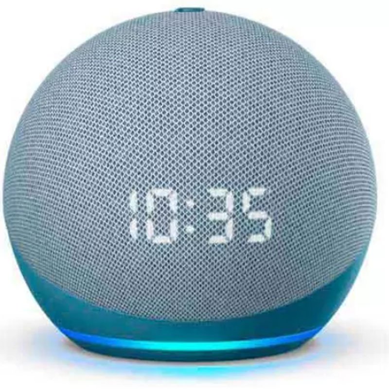 Echo Dot 4ª Geração Smart Speaker Com Relógio E Alexa - Cor Azul