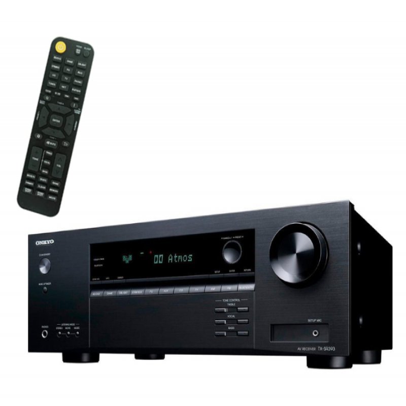 Receiver Onkyo Tx-sr393 Bluetooth 4k Hdr 5.2 Canais 80w Dolby Atmos E Dts:x 127v Preto