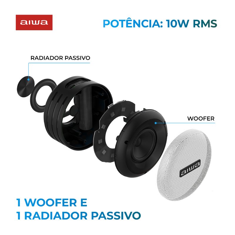 Caixa De Som Aiwa Speaker Aws-sp-02 Bluetooth 10w Bivolt Preta