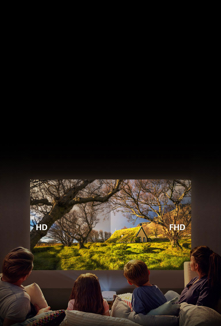 Projeção Full HD, imagens nítidas, cores incríveis