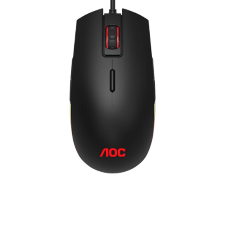 Mouse Gamer AOC GM500 5.000 DPI RGB Customizável 8 Botões Macro Manager Preto