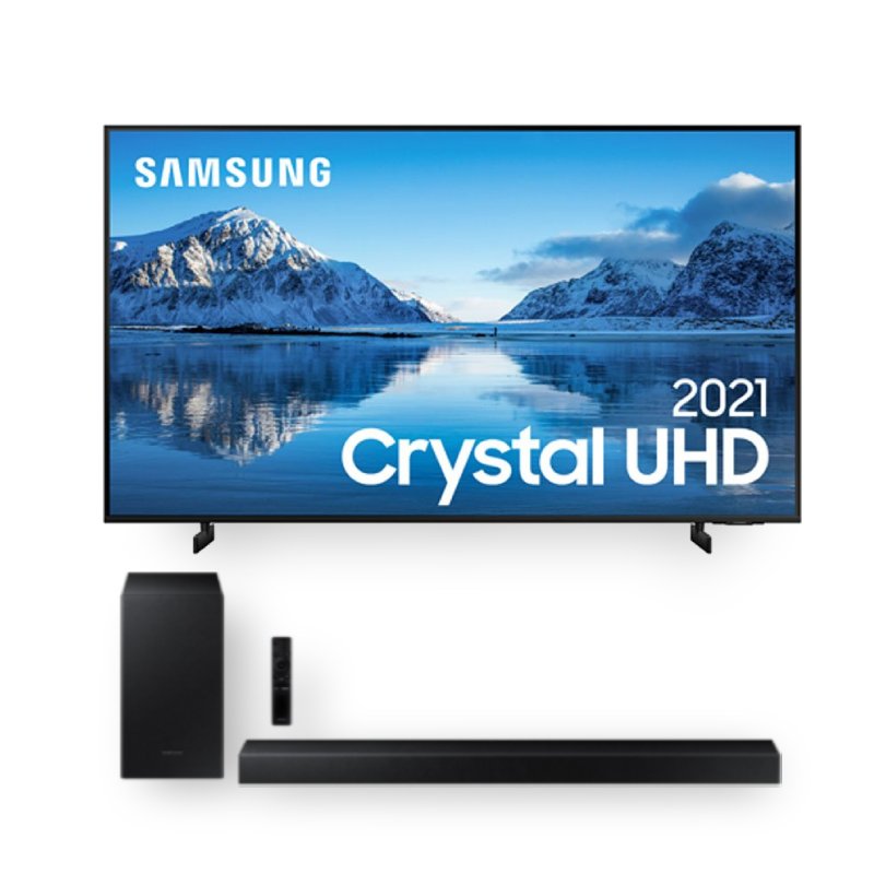 Combo Samsung Smart TV 60 Crystal UHD 4K 60AU8000 e Soundbar Samsung HW-T450 2.1 Canais