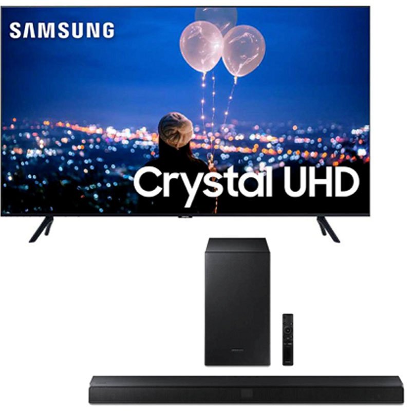 Combo Smart TV Samsung 65 Crystal UHD 4K 2020 TU8000 Borda Ultrafina E Soundbar Samsung Bluetooth