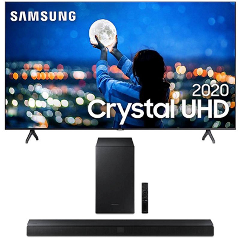 Combo Smart TV Samsung 65 TU7000 Crystal UHD 4K 2020 Bluetooth Preto E Soundbar Samsung Bluetooth