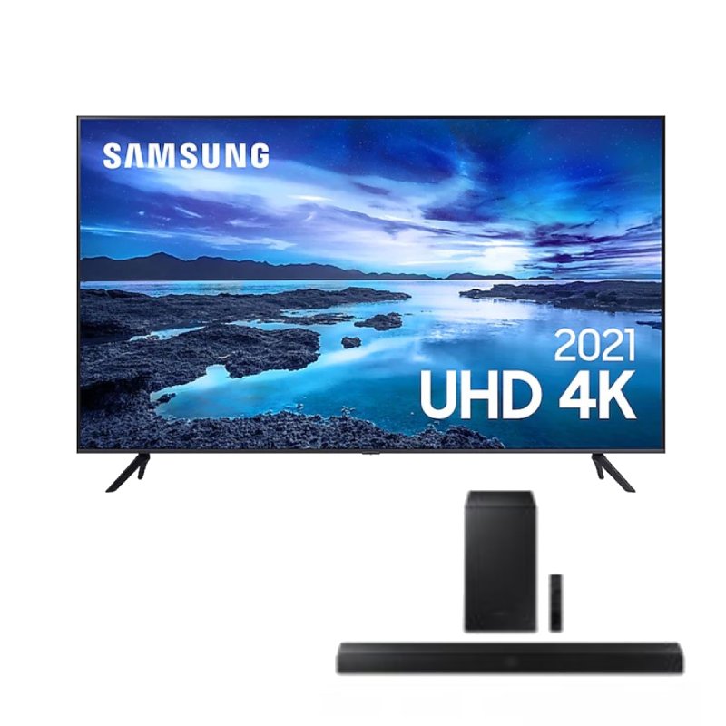 Combo Smart TV Samsung 70 UHD 4K e Soundbar Samsung Bluetooth