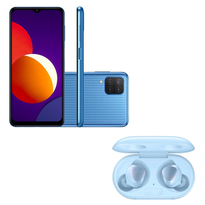 Smartphone Samsung Galaxy M12 Azul e Galaxy Buds Plus Bluetooth Azul