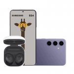 Combo Smartphone Samsung Galaxy S24 5G 256GB 6.2  Violeta Camera Tripla Traseira + Fone de Ouvido Samsung Galaxy Buds FE Bluetooth Grafite